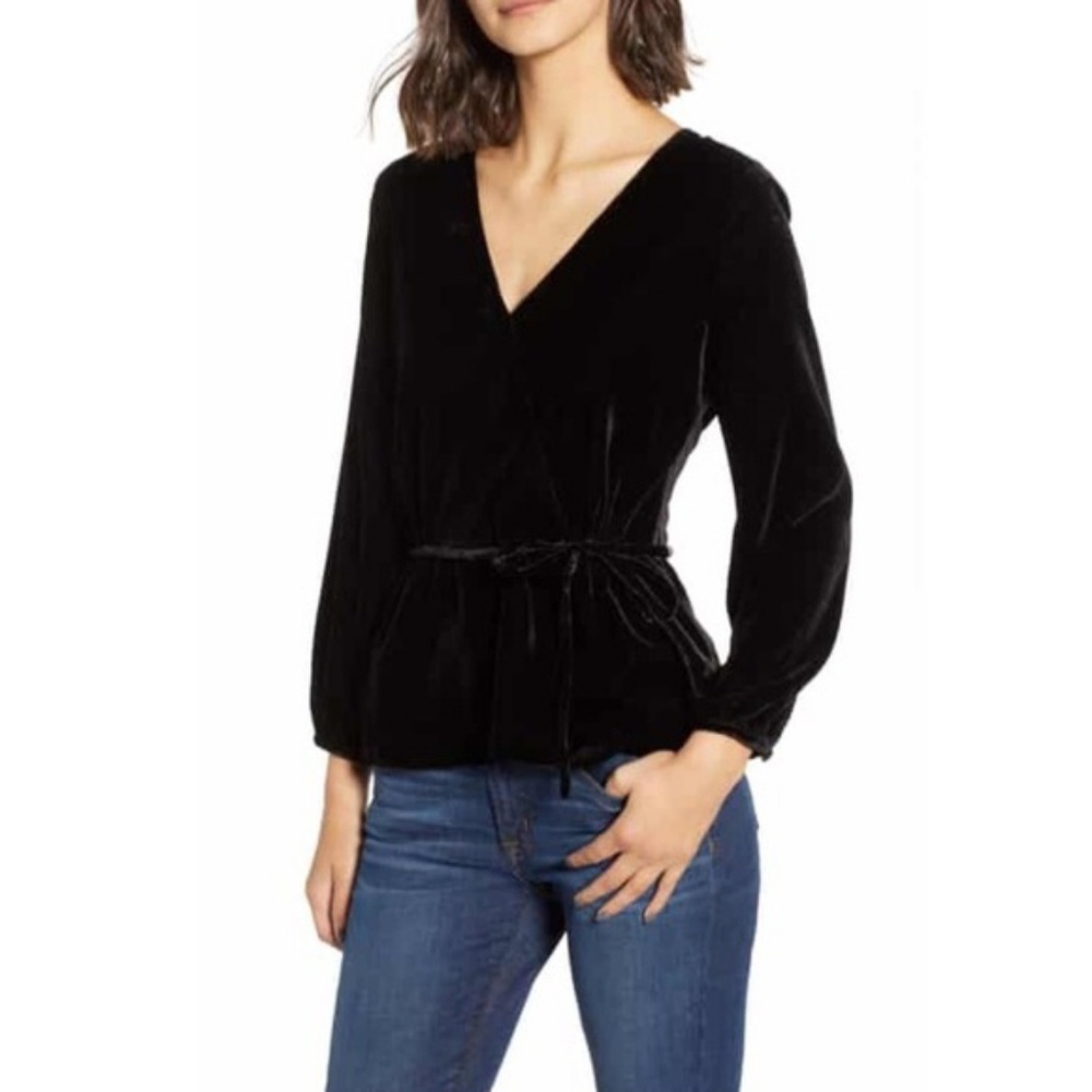 NWT J Crew Drapey Velvet Wrap Top Sz 4 6 8 - Picture 3 of 6